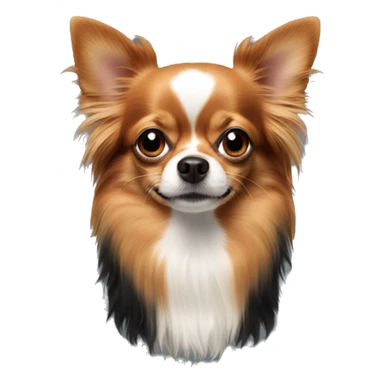 red and black long-haired chihuahua face sticker