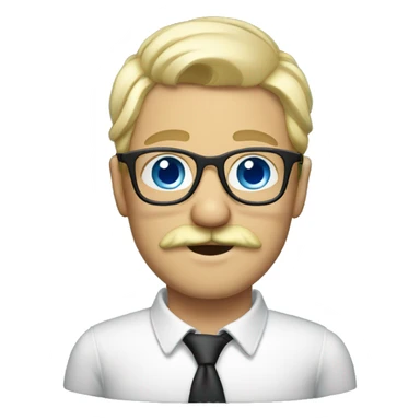 Blond, moustache, glasses and blue eyes sticker