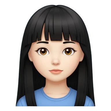 lecture girl with straight bangs fringe long black color hair  sticker