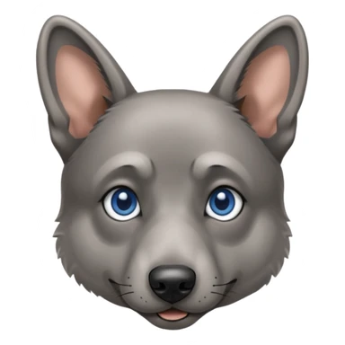Gray German shepherd with one blue eye sticker