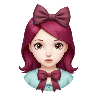 Girl with burgundy hair and a bow in her hair sticker