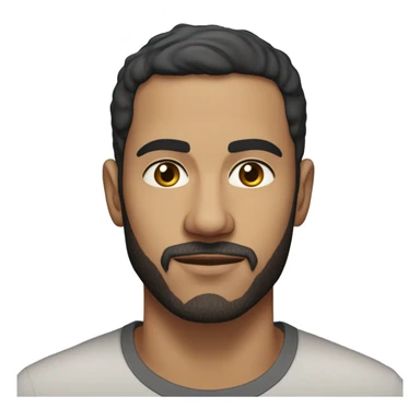 A head and shoulders shot of a 32 year old north african man, with short black hair, with short beard facial hair,   with brown eyes wearing a t-shirt. sticker