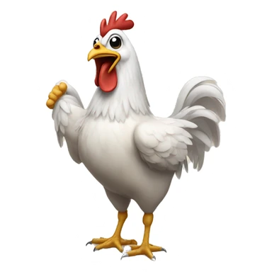 chicken cursing at the sky with the fist up sticker