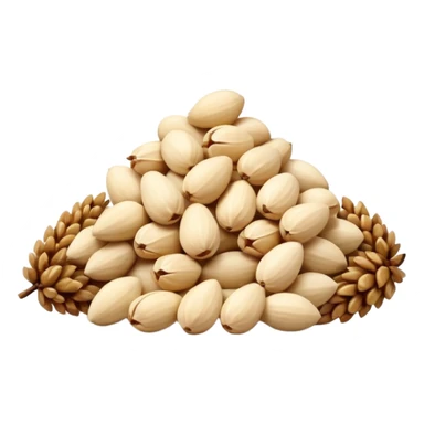 pine nuts, small pile, no shell, smooth teardrop shape, pale ivory to light beige, matte texture, natural and raw, 3D clean style, optimized for emoji size sticker