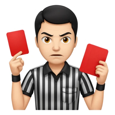 Referee with red card black hair and angry face  sticker