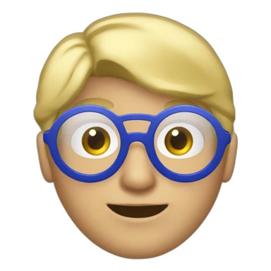blonde boy with dark blue balaclava and red tinted round glasses sticker