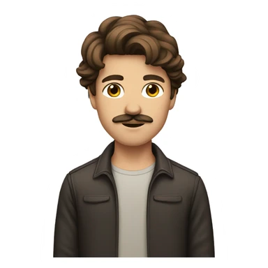 brown hair young guy with moustache sticker