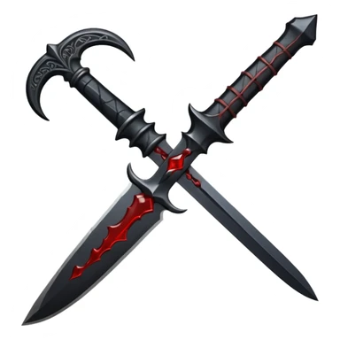 iOS emoji, dark fantasy dagger, obsidian blade, runes, blood drop, clean render, minimalism sticker