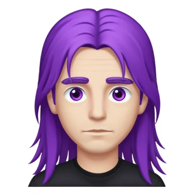 A man with long purple hair and nice long eyelashes with light purple eyes and a black shirt on sticker