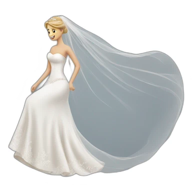 BRIDE WALKING ON HIS BACK WITH LONG VEIL sticker