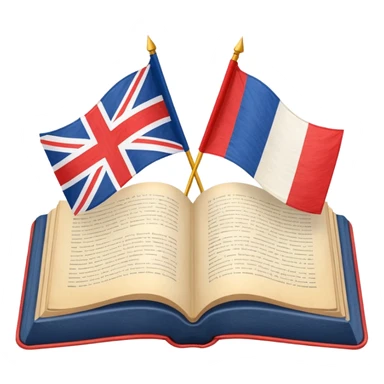 open book with two flags (например UK и France) above it sticker