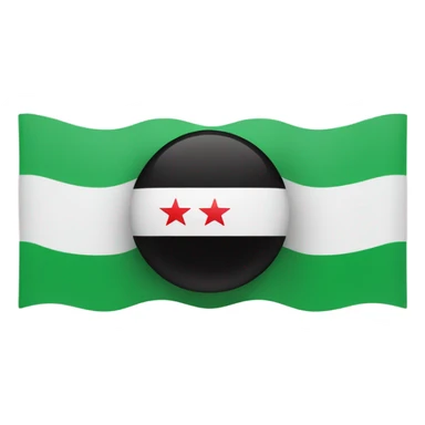 syrian flag emoji for apple, with 3 horizontal stripes colored green, white, and black, with 3 red stars in the midd sticker