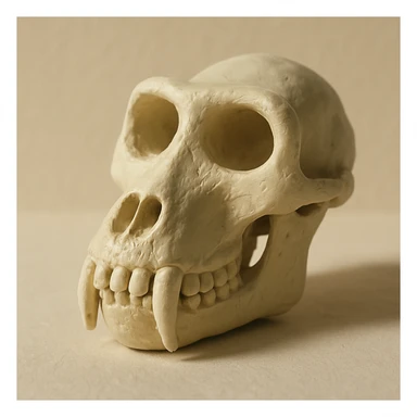 claymation style baboon skull, shiny, on white background sticker