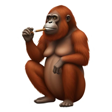 Full body Orangutan smoking tobacco pipe sticker