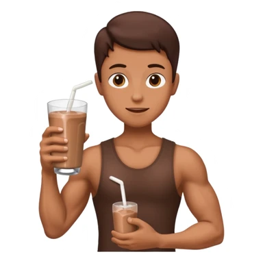 one flexed arm holding a choclate milk  sticker