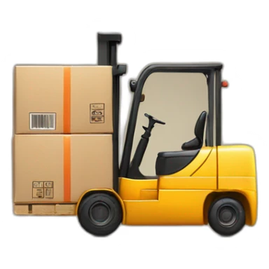 forklift with a parcel sticker