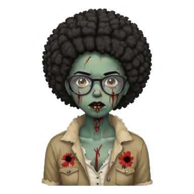 black zombie girl with glasses and afro hair sticker