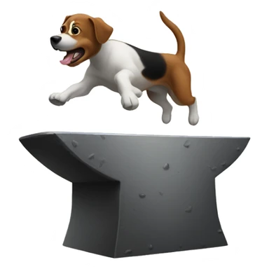 Anvil with dog jumping over sticker