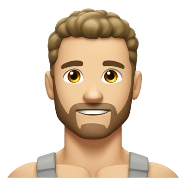 White skinned, Shirtless, brown hair, hairy body, Bodybuilder, biceps, high and thought military haircut sticker