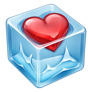 a heart in a frozen cube sticker
