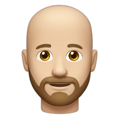 white male, bald head, bearded, brown-eyed. sticker