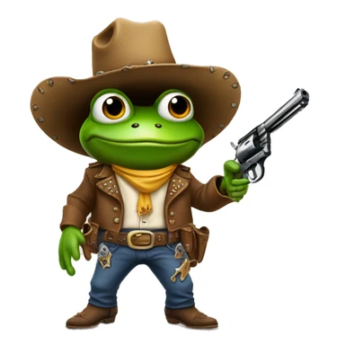 cowboy frog with revolvers sticker