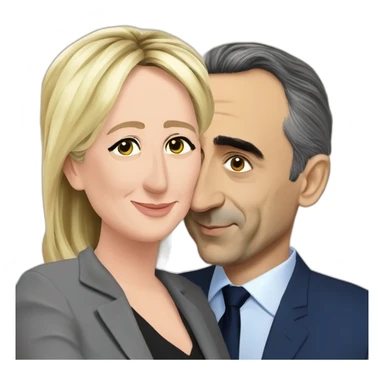 Marine Le Pen caresses Éric Zemmour sticker