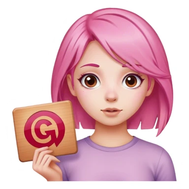 girl with pink hair sign saying "GG" sticker