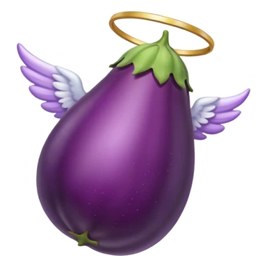 Realistic eggplant from the side wearing an angel halo sticker