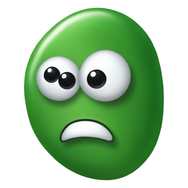 A Green Kidney Bean with big round eyes wearing a black beanie sticker