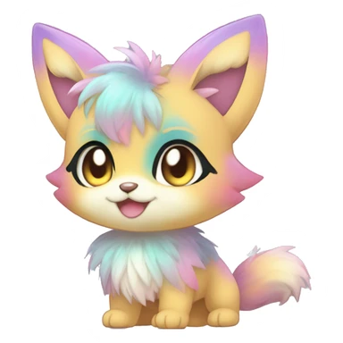 Anthro Shiny Colorful Pastel Glitter Sparkle Stars Gradient Anime Chibi Animal-Fakémon-Pokémon-Hybrid Fur Sona sticker