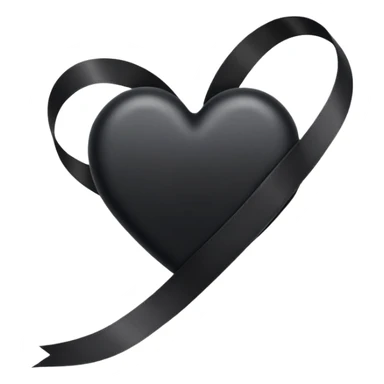 black heart with black ribbon sticker