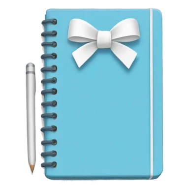 Light blue notebook with a white bow on it sticker