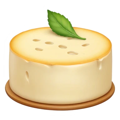 Cinematic Realistic Brie Cheese Emoji, featuring a creamy, soft-ripened cheese with a delicate rind rendered with lifelike detail and inviting, natural lighting. sticker
