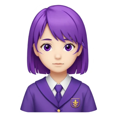 a high school student, student council president, purple hair, purple eyes, wearing a typical Japanese school uniform sticker