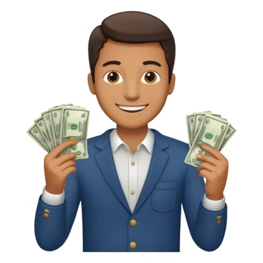 an American man with money in his hands, wearing regular clothes sticker