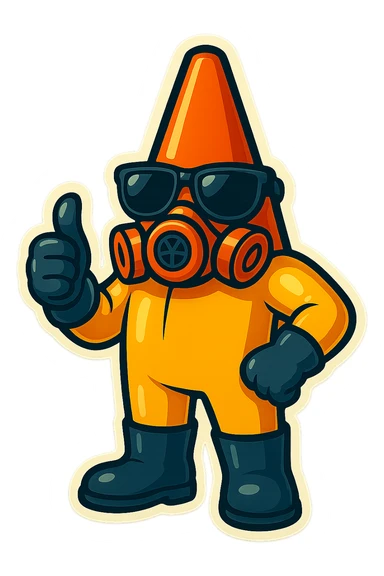 This character in retro sticker style, giving a thumbs up while issuing a command, vibrant and clean with transparent background. sticker