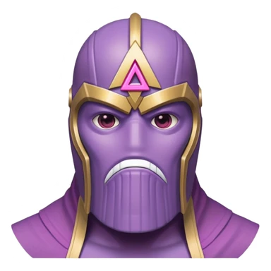 Thanos wearing pink Squid Game guard mask with triangle symbol sticker