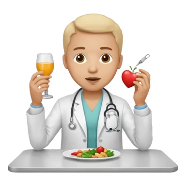 ligth doctor eating in a table full body sticker