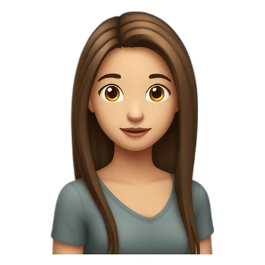 Une jeune fille avec les cheveux lisses brunes, cheveux longs sticker