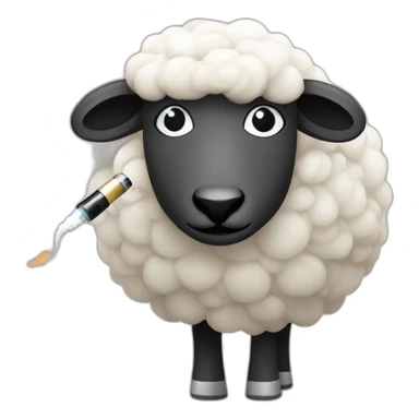 a sheep with an electronic cigarette sticker