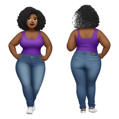 Plus size seductive woman jeans and purple top sticker