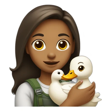 Girl holding a duck sticker