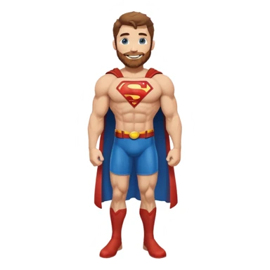 Full body Adult size Superman Blue Eyes Scruffy Redish and light Brown trimmed Beard Muscle happy sticker