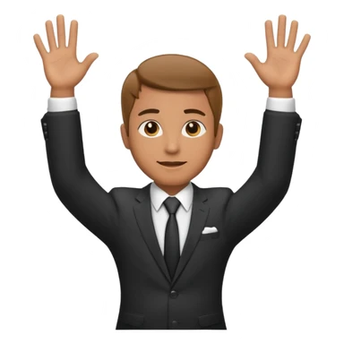 Hands up man meme put a suit on him with tie sticker