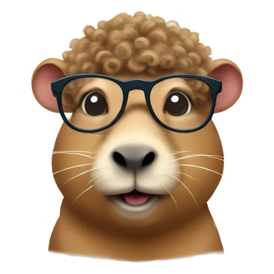 Capybara with curly hair wearing round glasses sticker