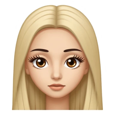 long straight hair dark brown eyes and long lashes with and light  skin sticker