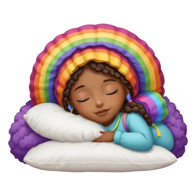 Black girl with rainbow bonnet on sleeping on pillow sticker