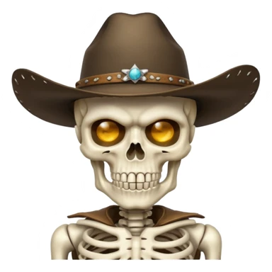 A skeleton Angry wearing a cowboy hat sticker