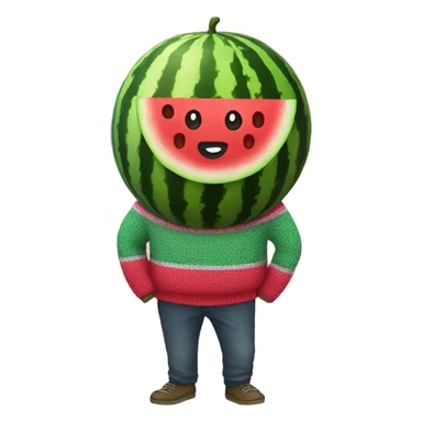 A watermelon wearing a sweater  sticker